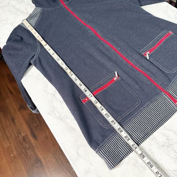 Vintage Breckenridge Nautical Knit Zip Front 3/4 Sleeve Jacket women Size Medium - Picture 10 of 11